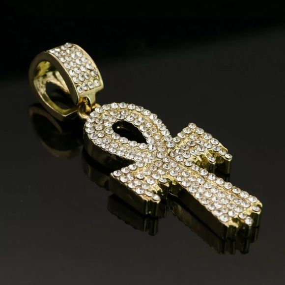 Accessories 14kgold Plated Ankh Drip Necklace Iced Out 24 Rope Chain Poshmark